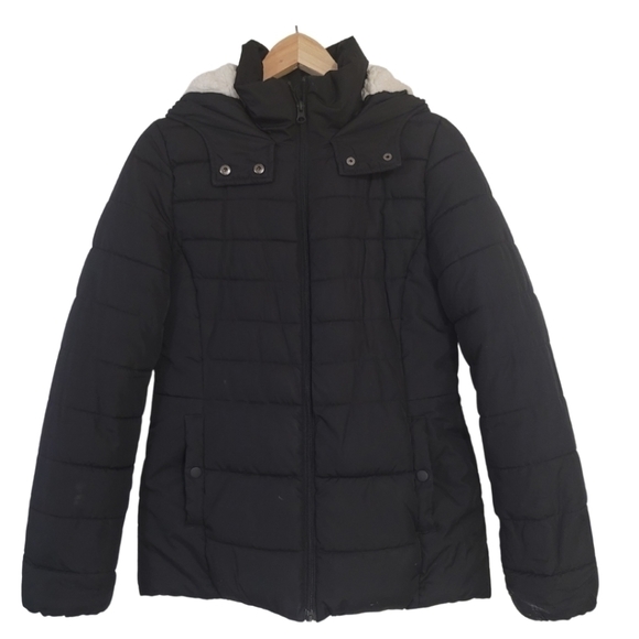 ❄️𝅺GEORGE Quilted Puffer Sherpa Hooded Winter Jacket in Black Size XS - Picture 3 of 11